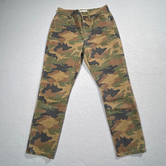 Madewell The High-Rise Slim Boyjean Women 27 Camo Camouflage Print Straight Leg - Picture 1 of 12